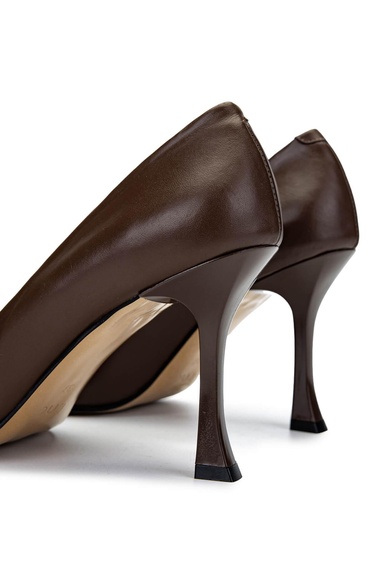  Tamer Tanca Kadın Hakiki Deri Kahverengi Topuklu Ayakkabı