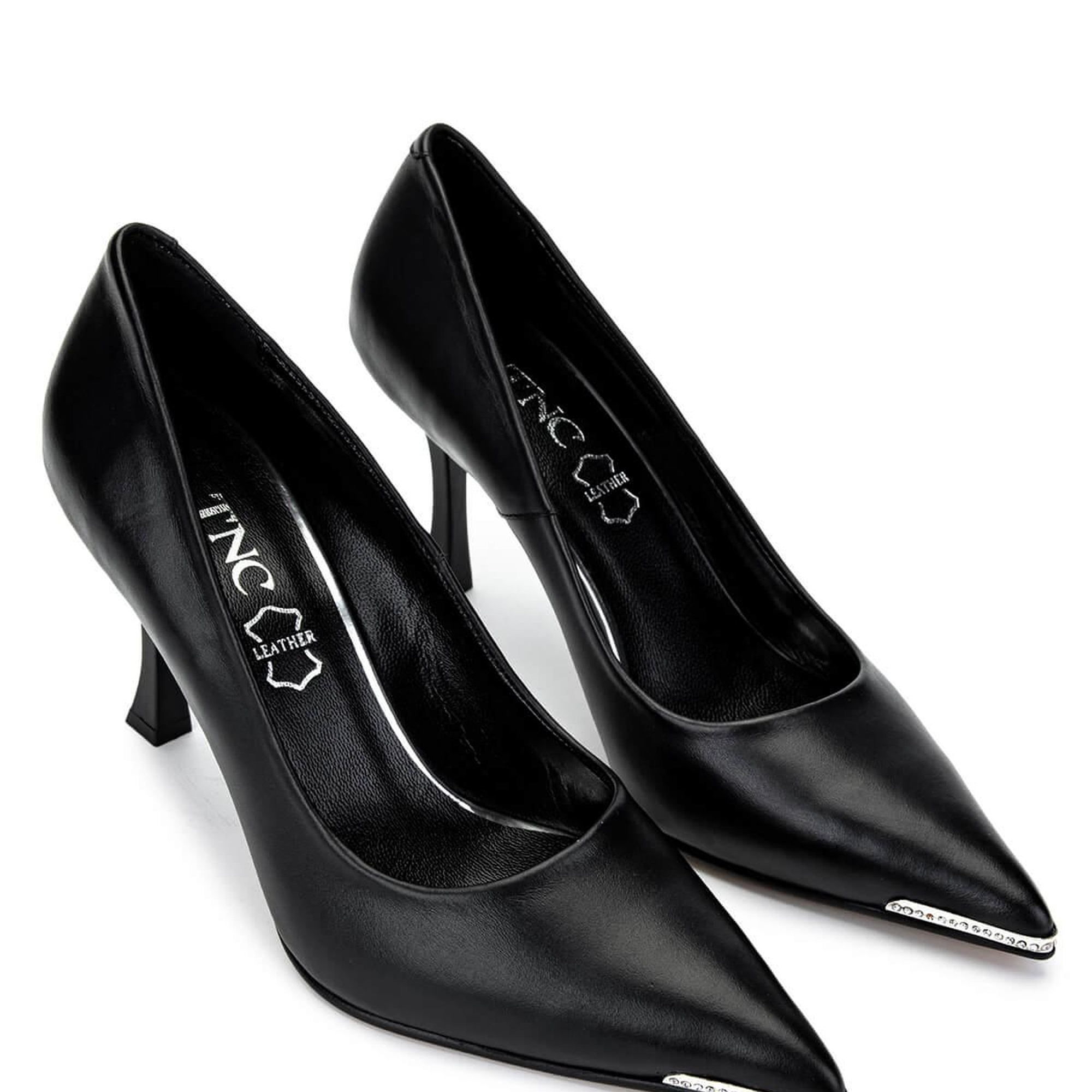 Tamer Tanca Kadın Hakiki Deri Siyah Deri Topuklu Ayakkabı