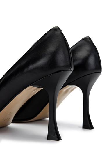  Tamer Tanca Kadın Hakiki Deri Siyah Deri Topuklu Ayakkabı