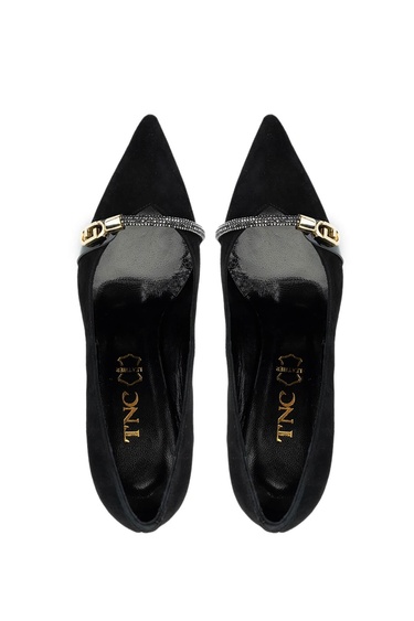  Tamer Tanca Kadın Hakiki Deri Siyah Süet Topuklu Ayakkabı