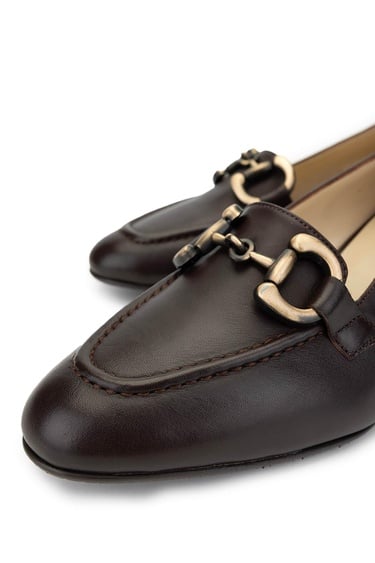  Tamer Tanca Kadın Hakiki Deri Kahverengi Topuklu Ayakkabı