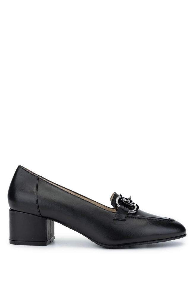  Tamer Tanca Kadın Hakiki Deri Siyah Deri Topuklu Ayakkabı