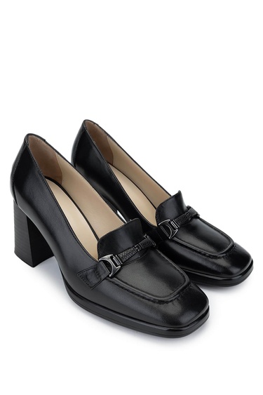  Tamer Tanca Kadın Hakiki Deri Siyah Deri Topuklu Ayakkabı