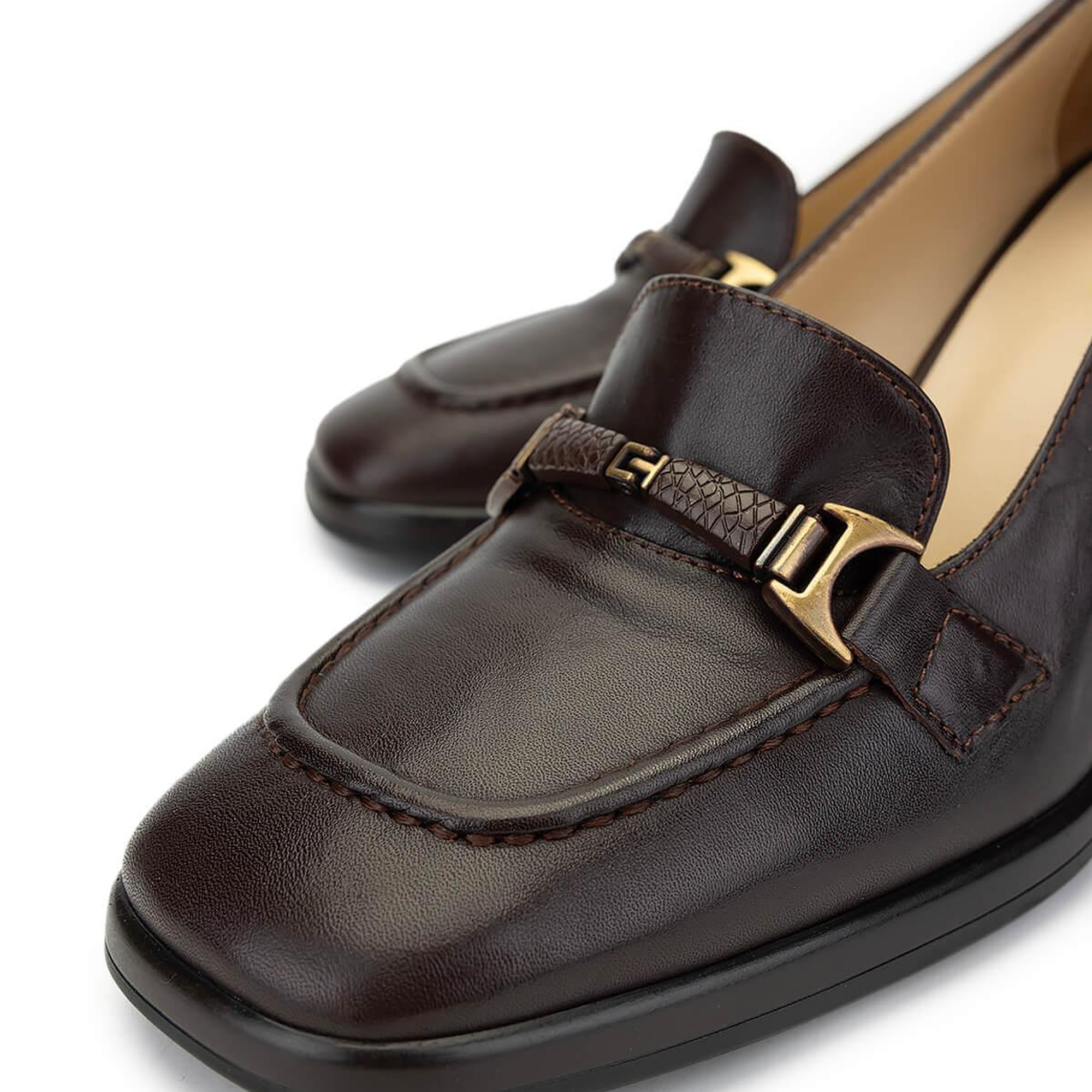 Tamer Tanca Kadın Hakiki Deri Kahverengi Topuklu Ayakkabı