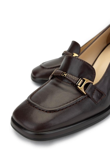  Tamer Tanca Kadın Hakiki Deri Kahverengi Topuklu Ayakkabı