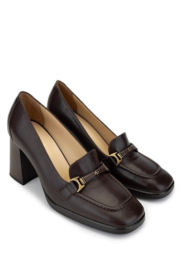  Tamer Tanca Kadın Hakiki Deri Kahverengi Topuklu Ayakkabı