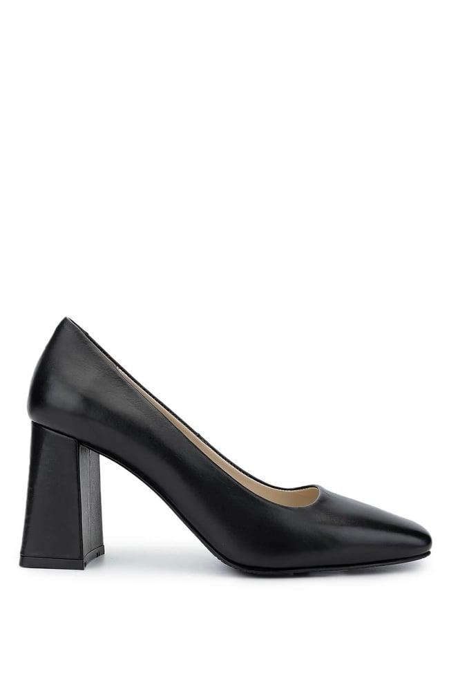  Tamer Tanca Kadın Hakiki Deri Siyah Deri Topuklu Ayakkabı