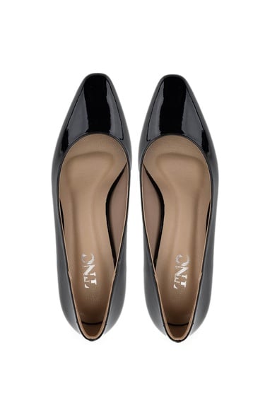  Tamer Tanca Kadın Vegan Siyah Rugan Topuklu Ayakkabı