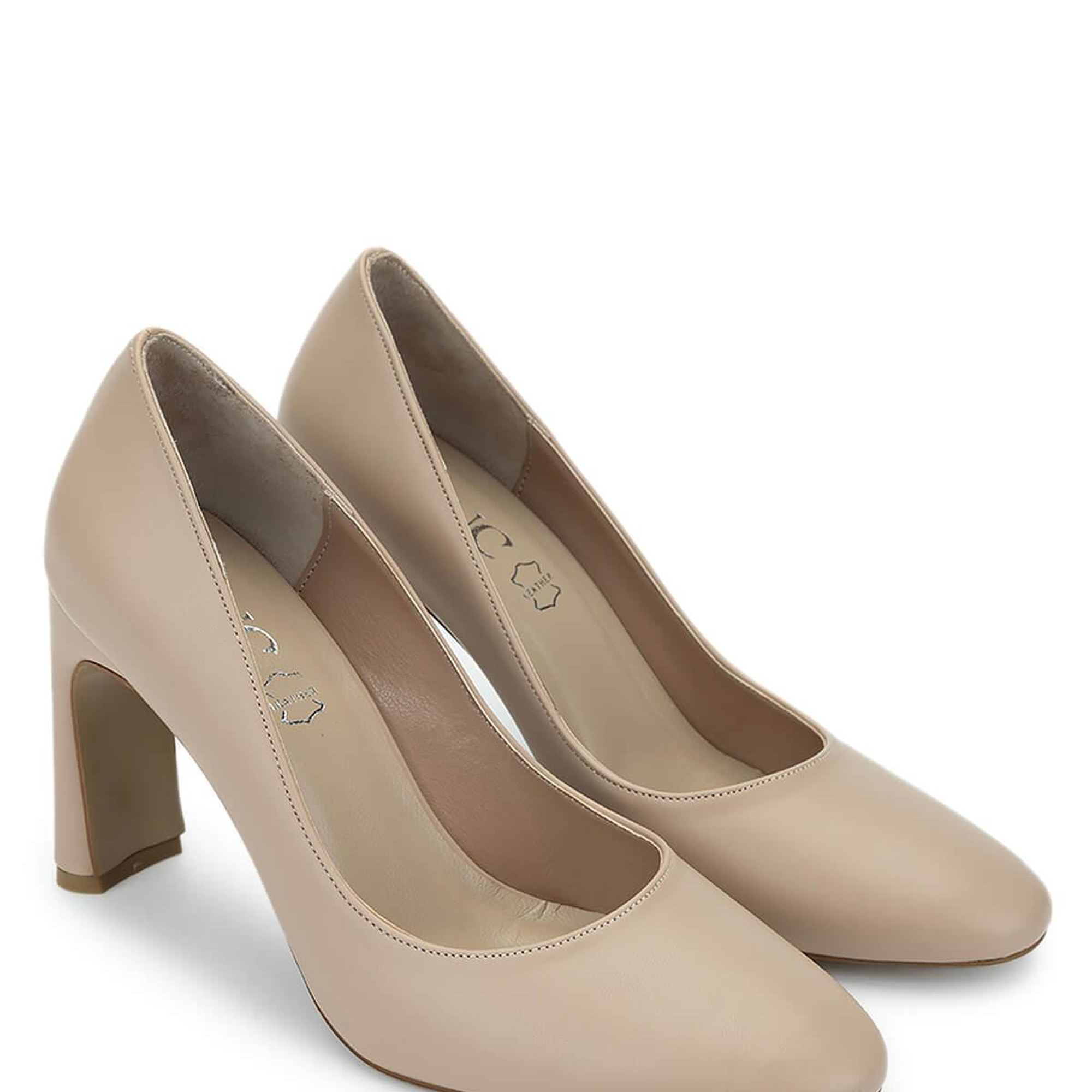 Tamer Tanca Kadın Hakiki Deri Bej Topuklu Ayakkabı