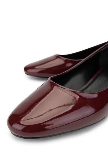  Tamer Tanca Kadın Vegan Bordo Rugan Topuklu Ayakkabı