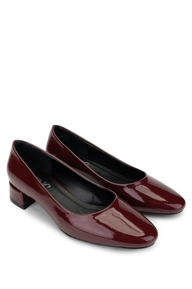  Tamer Tanca Kadın Vegan Bordo Rugan Topuklu Ayakkabı