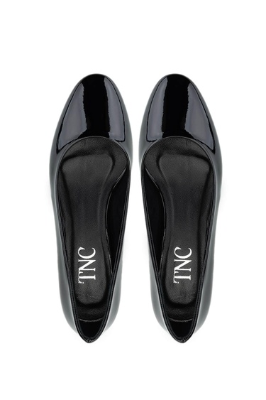  Tamer Tanca Kadın Vegan Siyah Rugan Topuklu Ayakkabı