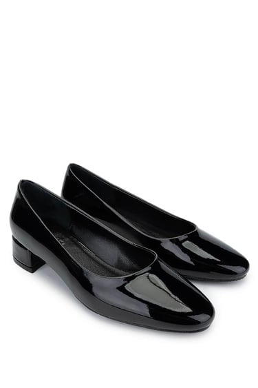  Tamer Tanca Kadın Vegan Siyah Rugan Topuklu Ayakkabı