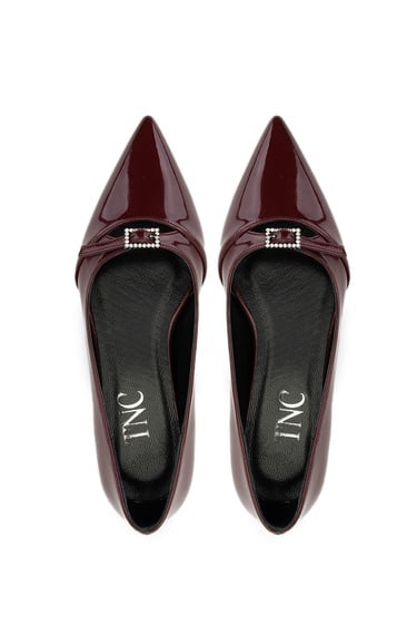  Tamer Tanca Kadın Vegan Bordo Rugan Topuklu Ayakkabı