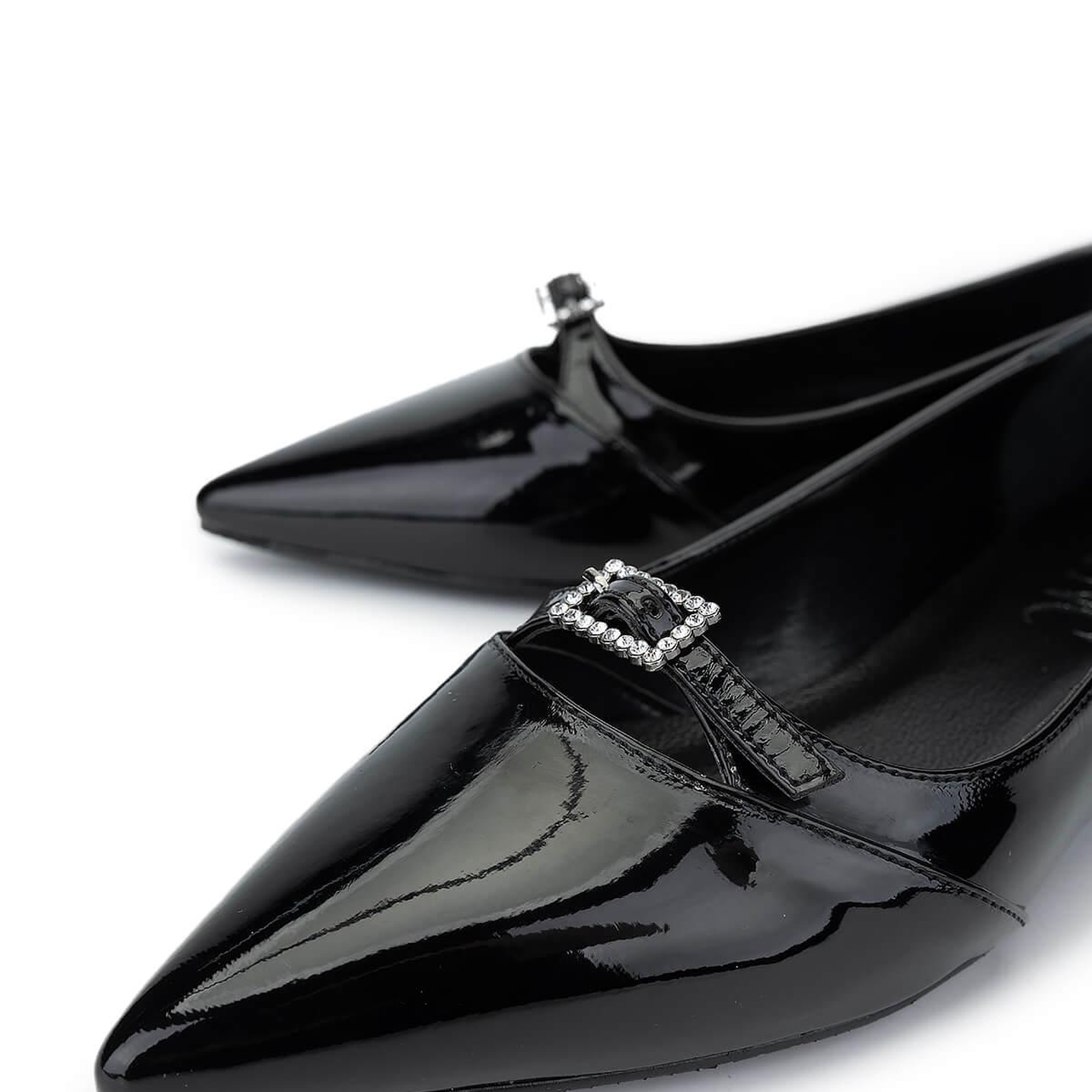 Tamer Tanca Kadın Vegan Siyah Rugan Topuklu Ayakkabı