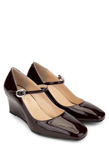  Tamer Tanca Kadın Hakiki Deri Bordo Topuklu Ayakkabı