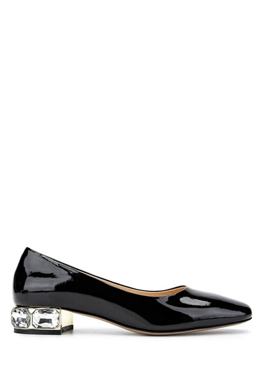  Tamer Tanca Kadın Hakiki Deri Siyah Rugan Topuklu Ayakkabı