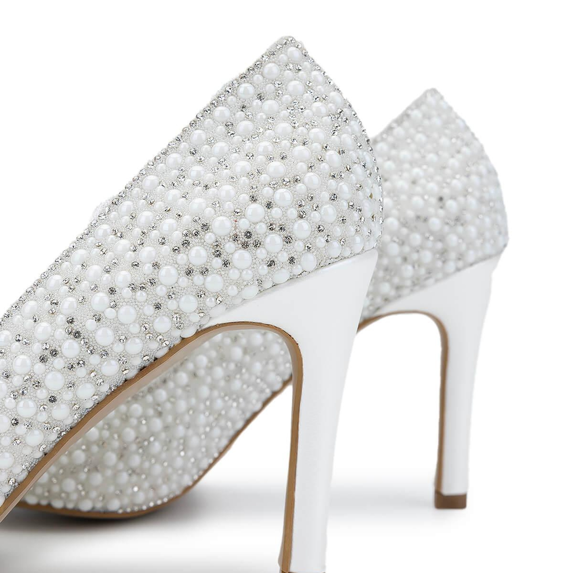 Tamer Tanca Kadın Vegan Beyaz Sedef Topuklu Ayakkabı