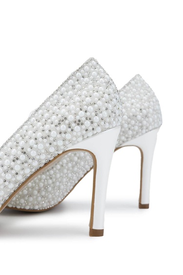  Tamer Tanca Kadın Vegan Beyaz Sedef Topuklu Ayakkabı