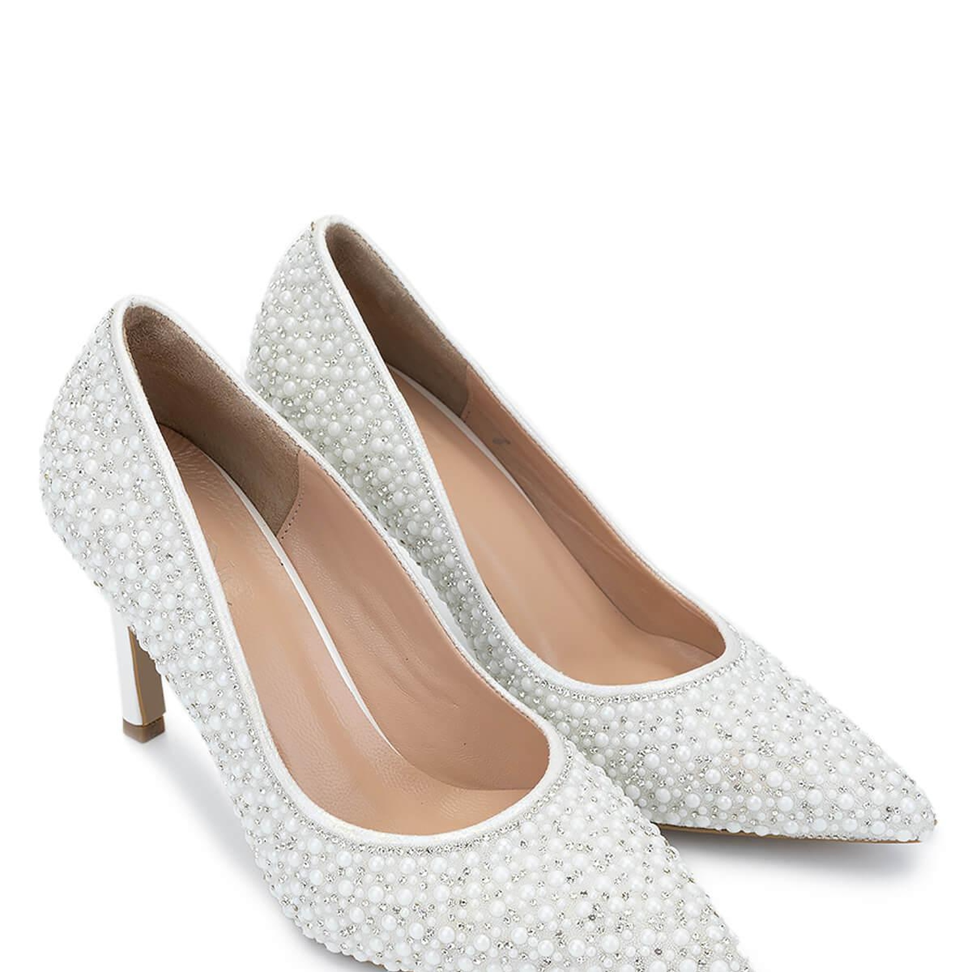 Tamer Tanca Kadın Vegan Beyaz Sedef Topuklu Ayakkabı