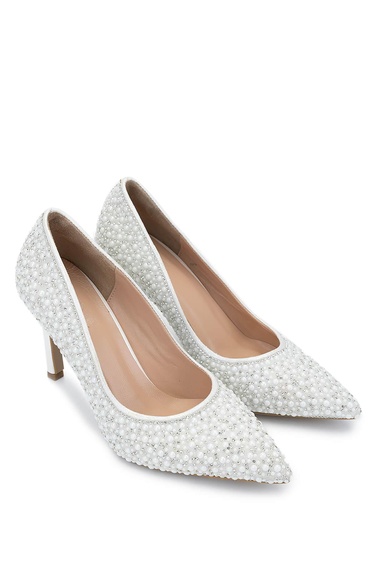  Tamer Tanca Kadın Vegan Beyaz Sedef Topuklu Ayakkabı