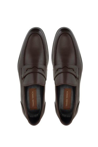  Tamer Tanca Erkek Hakiki Deri Kahverengi Loafer Ayakkabı