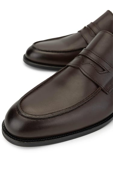  Tamer Tanca Erkek Hakiki Deri Kahverengi Loafer Ayakkabı