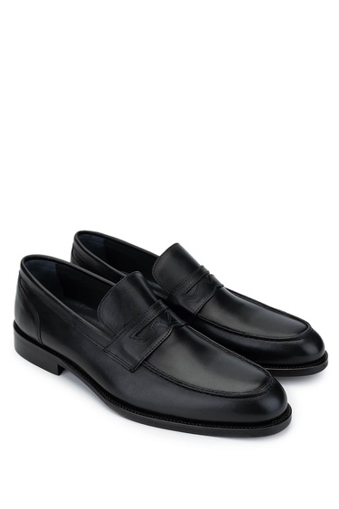 Tamer Tanca Erkek Hakiki Deri Siyah Loafer Ayakkabı