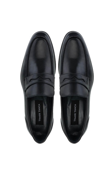  Tamer Tanca Erkek Hakiki Deri Siyah Loafer Ayakkabı