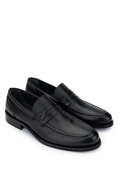  Tamer Tanca Erkek Hakiki Deri Siyah Loafer Ayakkabı