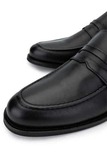  Tamer Tanca Erkek Hakiki Deri Siyah Loafer Ayakkabı