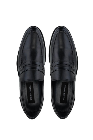  Tamer Tanca Erkek Hakiki Deri Siyah Loafer Ayakkabı
