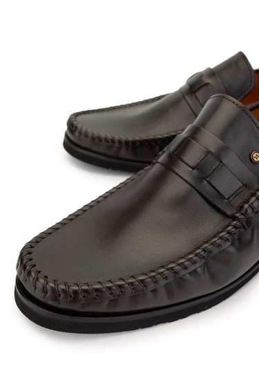  Tamer Tanca Erkek Hakiki Deri Kahverengi Loafer Ayakkabı