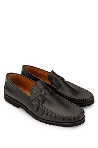  Tamer Tanca Erkek Hakiki Deri Kahverengi Loafer Ayakkabı