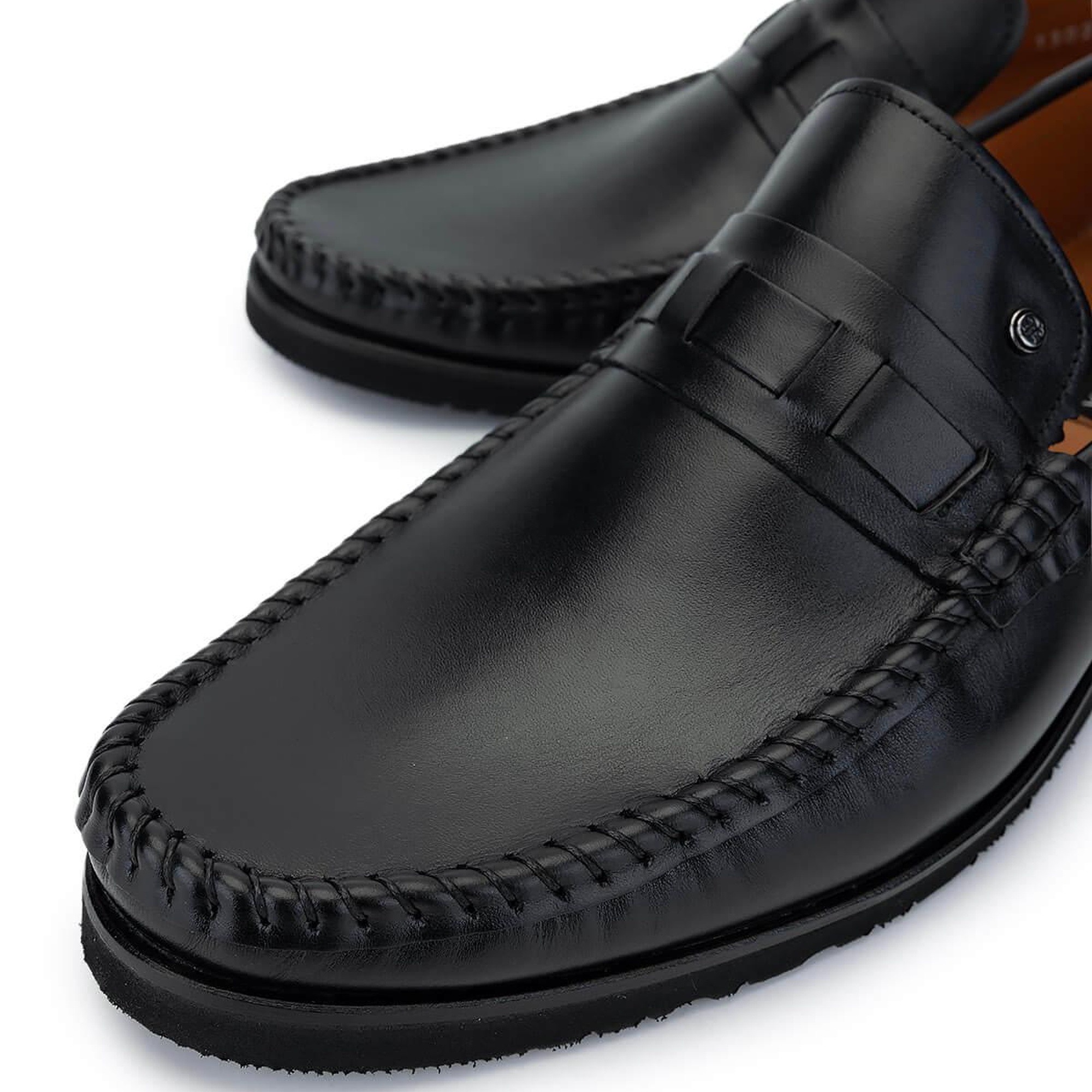 Tamer Tanca Erkek Hakiki Deri Siyah Deri Loafer Ayakkabı