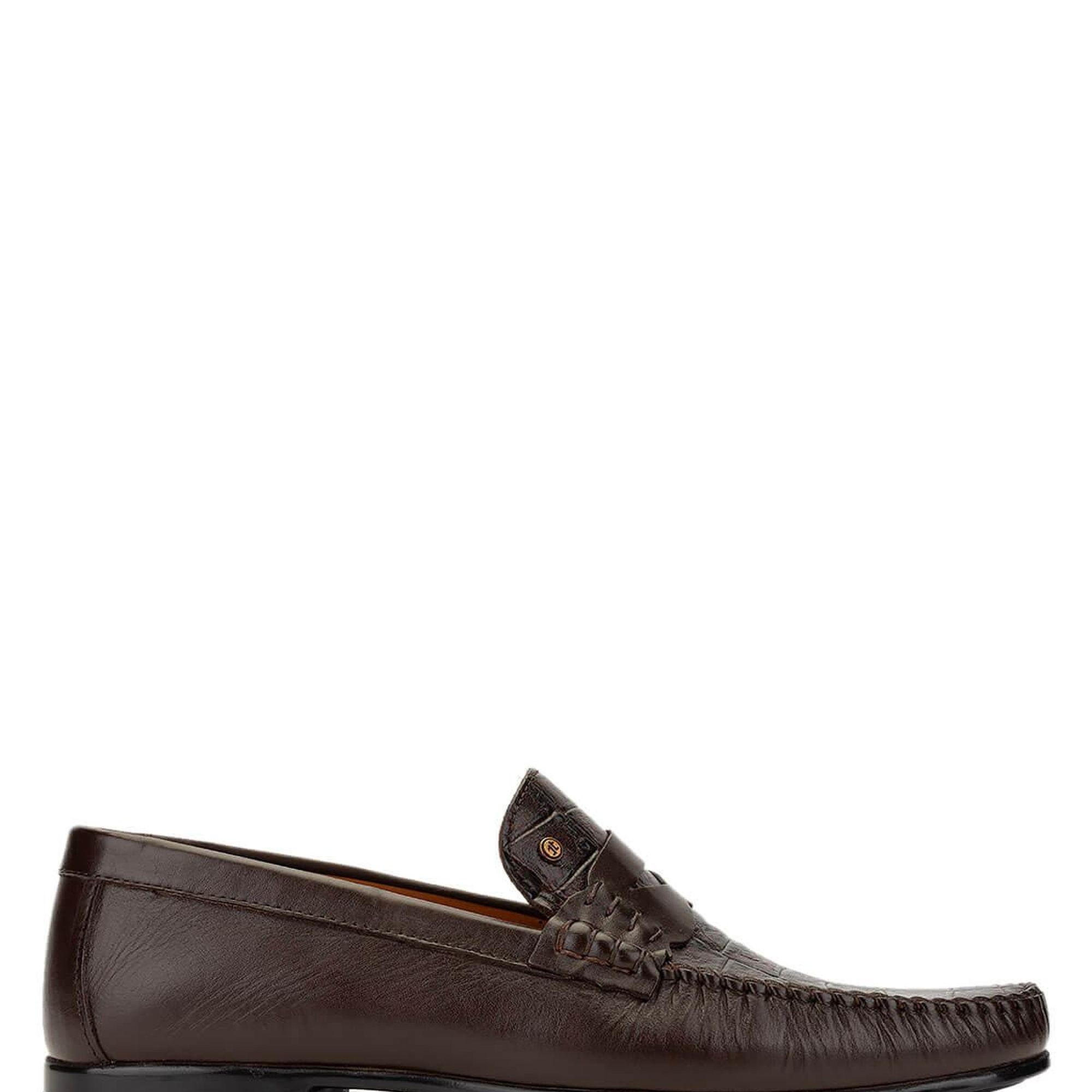 Tamer Tanca Erkek Hakiki Deri Kahverengi Kroko Loafer Ayakkabı