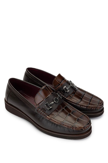  Tamer Tanca Erkek Hakiki Deri Kahverengi Loafer Ayakkabı