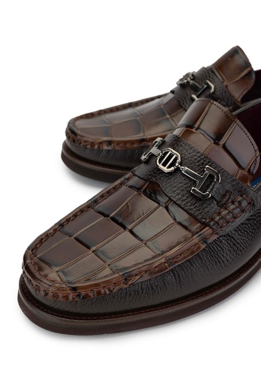  Tamer Tanca Erkek Hakiki Deri Kahverengi Loafer Ayakkabı