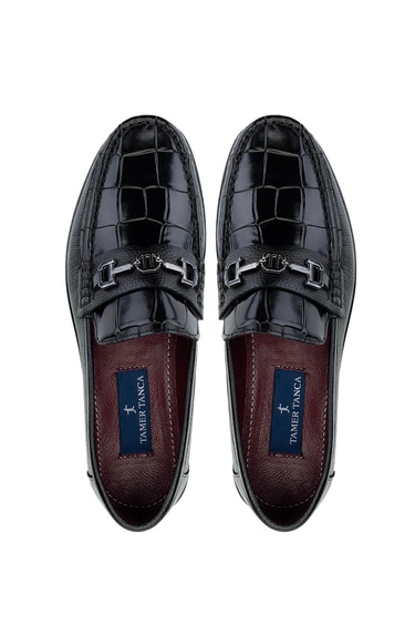  Tamer Tanca Erkek Hakiki Deri Siyah Loafer Ayakkabı