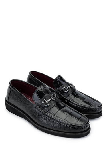  Tamer Tanca Erkek Hakiki Deri Siyah Loafer Ayakkabı