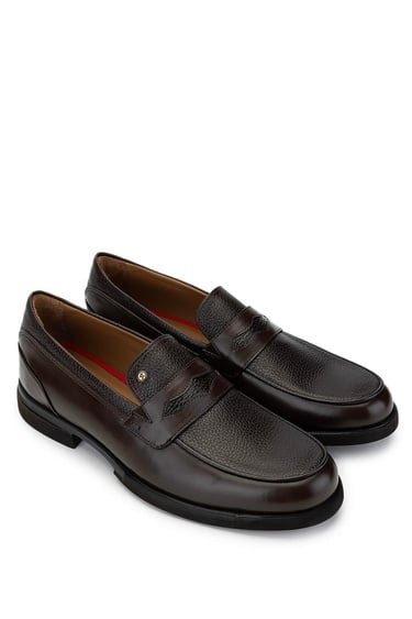  Tamer Tanca Erkek Hakiki Deri Kahverengi Loafer Ayakkabı