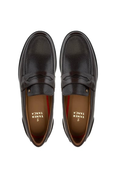  Tamer Tanca Erkek Hakiki Deri Kahverengi Loafer Ayakkabı