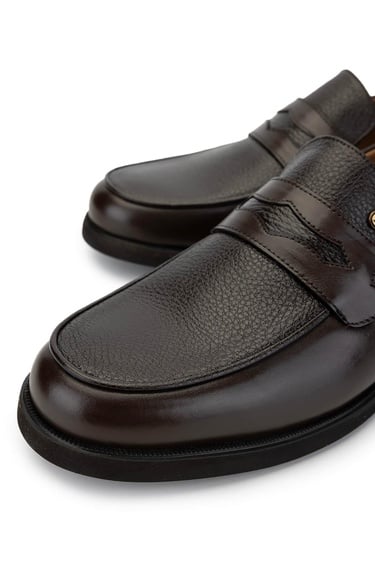  Tamer Tanca Erkek Hakiki Deri Kahverengi Loafer Ayakkabı