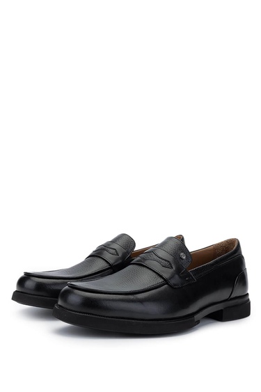  Tamer Tanca Erkek Hakiki Deri Siyah Loafer Ayakkabı