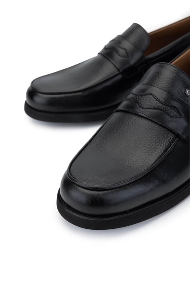  Tamer Tanca Erkek Hakiki Deri Siyah Loafer Ayakkabı