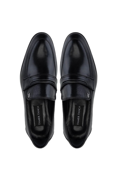  Tamer Tanca Erkek Hakiki Deri Siyah Loafer Ayakkabı