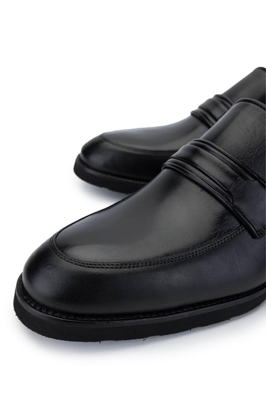  Tamer Tanca Erkek Hakiki Deri Siyah Loafer Ayakkabı