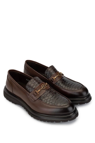  Tamer Tanca Erkek Hakiki Deri Kahverengi Loafer Ayakkabı