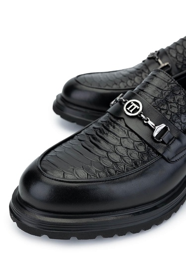  Tamer Tanca Erkek Hakiki Deri Siyah Loafer Ayakkabı