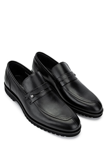  Tamer Tanca Erkek Hakiki Deri Siyah Loafer Ayakkabı